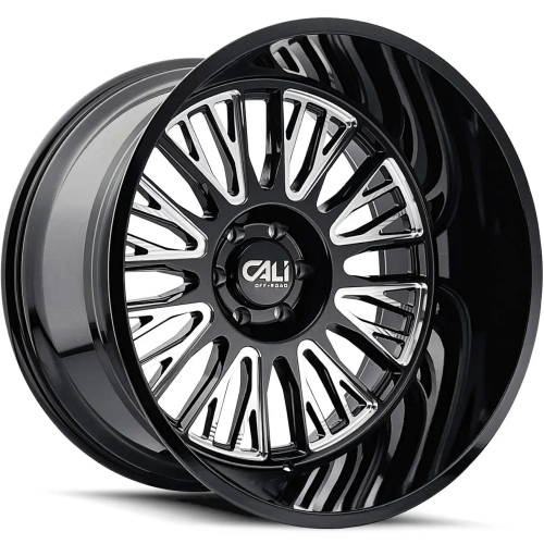 20"Cali Offroad Vertex Gloss Black with Milled Spoke Accents 9116-2136BM