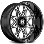 22" HOSTILE OFFROAD H132 GLOSS BLACK WITH MILLED SPOKE FACES RIMS H132-22106135 45B