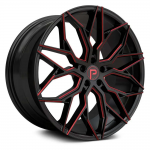 22" PINNACLE MYSTIC GLOSS BLACK WITH RED MILLED SPOKE EDGES LIMS