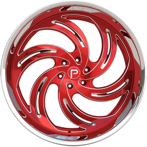 24" PINNACLE PHOENIX CANDY RED WITH MILLED SPOKE EDGES AND A STAINLESS STEEL LIP RIMS