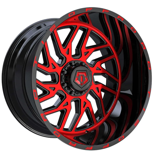 20" TIS WHEELS 544MBR GLOSS BLACK WITH MACHINED SPOKE FACES AND RED TINT  544MBR-2126844 RIMS