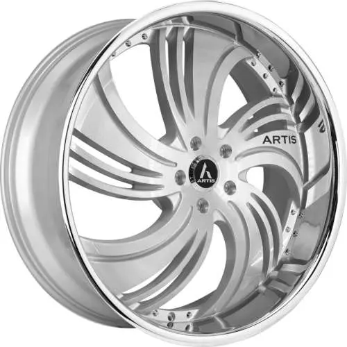 22" Lexani Avenue Silver with a Stainless Steel Lip Rims A201-2210-13-15SMS