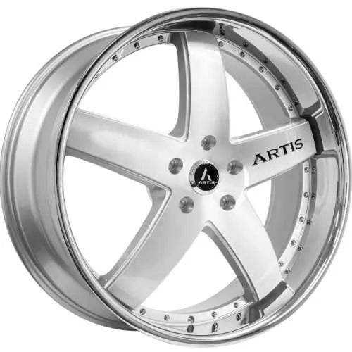24" Lexani Booya Silver with Machined Spoke Edges and a Stainless Steel Lip Rims A205-2410-85-10SMS