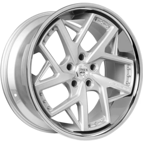 20" Lexani Devoe Silver with Machined Spoke Faces and a Stainless Steel Lip Rims 702-2005-13-40SMS