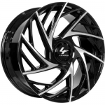 24" Lexani Mugello XL Gloss Black with Machined Spoke Faces Rims 695-2410-50-25MB