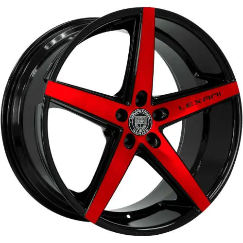 20" Lexani R-Four Black with Brushed Red Spoke Faces Rims R04-2010-15-20RTB