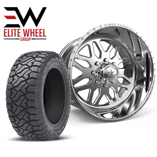 FORD F150 WHEEL & TIRE PACKAGE AMERICAN FORCE SUPER SINGLE SERIES - 20" AFW B02 TRAX SS