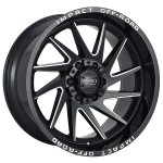 22" IMPACT OFF-ROAD WHEELS 824 GLOSS BLACK WITH MILLED WINDOWS RIMS