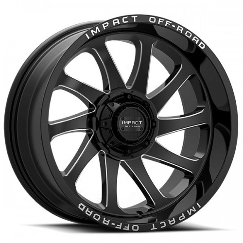 22" IMPACT OFF-ROAD WHEELS 825 GLOSS BLACK WITH MILLED WINDOWS RIMS
