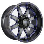 20" IMPACT OFF-ROAD WHEELS 804 GLOSS BLACK WITH BLUE MILLED RIMS