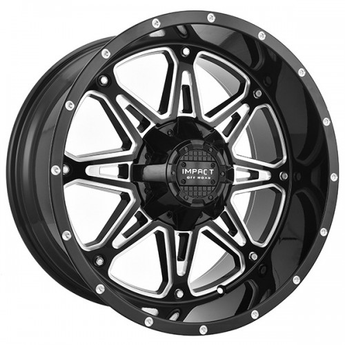 17" IMPACT OFF-ROAD WHEELS 810 GLOSS BLACK WITH MILLED WINDOWS RIMS
