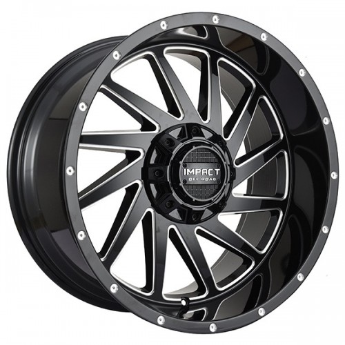 17" IMPACT OFF-ROAD WHEELS 811 GLOSS BLACK WITH MILLED WINDOWS RIMS