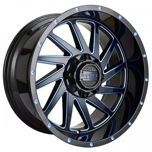 17" IMPACT OFF-ROAD WHEELS 811 GLOSS BLACK WITH BLUE MILLED RIMS