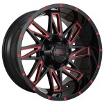18" IMPACT OFF-ROAD WHEELS 814 GLOSS BLACK WITH RED MILLED RIMS