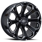 20" IMPACT OFF-ROAD WHEELS 817 GLOSS BLACK WITH MILLED WINDOWS RIMS