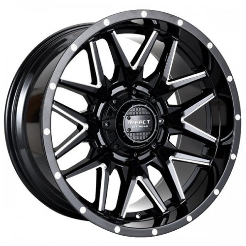 17" IMPACT OFF-ROAD WHEELS 819 GLOSS BLACK WITH MILLED WINDOWS RIMS