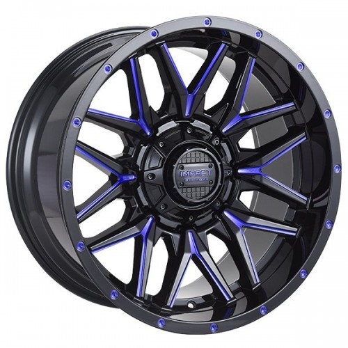 17" IMPACT OFF-ROAD WHEELS 819 GLOSS BLACK WITH BLUE MILLED RIMS