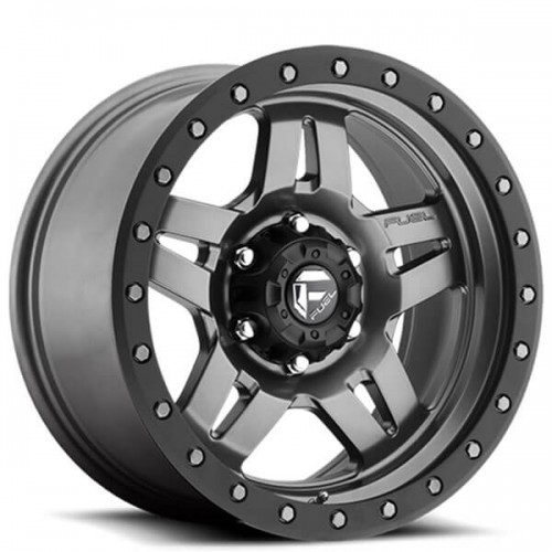 18" FUEL WHEELS D558 ANZA MATTE GREY WITH BLACK RING OFF-ROAD RIMS