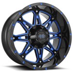 20" IMPACT OFF-ROAD WHEELS 810 GLOSS BLACK WITH BLUE MILLED RIMS