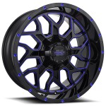 20" IMPACT OFF-ROAD WHEELS 813 GLOSS BLACK WITH BLUE MILLED RIMS