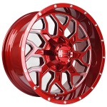 20" IMPACT OFF-ROAD WHEELS 813 GLOSS RED WITH MILLED WINDOWS RIMS