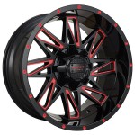20" IMPACT OFF-ROAD WHEELS 814 GLOSS BLACK WITH RED MILLED RIMS
