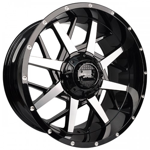 20" IMPACT OFF-ROAD WHEELS 815 GLOSS BLACK WITH MACHINED FACE RIMS