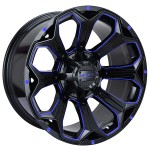 20" IMPACT OFF-ROAD WHEELS 817 GLOSS BLACK WITH BLUE MILLED RIMS