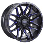 20" IMPACT OFF-ROAD WHEELS 819 GLOSS BLACK WITH BLUE MILLED RIMS