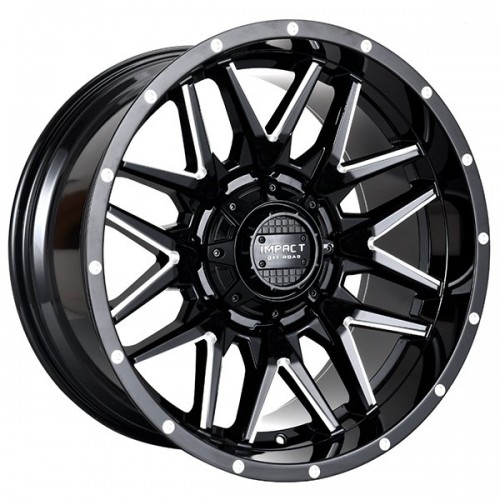 20" IMPACT OFF-ROAD WHEELS 819 GLOSS BLACK WITH MILLED WINDOWS RIMS