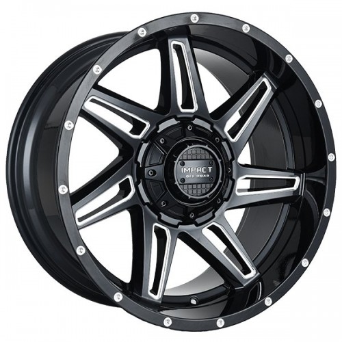 20" IMPACT OFF-ROAD WHEELS 820 GLOSS BLACK WITH MILLED WINDOWS RIMS