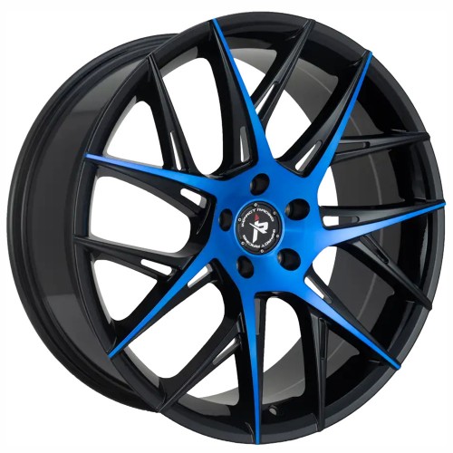 20" IMPACT RACING WHEELS 603 GLOSS BLACK WITH BLUE MACHINED FACE RIMS