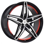 20" IMPACT RACING WHEELS 604 GLOSS BLACK MACHINED WITH UNDERCUT RED CLEAR COAT RIMS