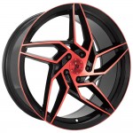 20" IMPACT RACING WHEELS 605 BLACK WITH RED MACHINED FACE RIMS