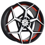 20" IMPACT RACING WHEELS 607 GLOSS BLACK WITH MACHINED FACE-UNDERCUT-RED CLEAR COAT RIMS