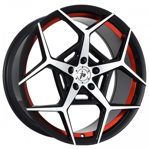 20" IMPACT RACING WHEELS 607 GLOSS BLACK WITH MACHINED FACE-UNDERCUT-RED CLEAR COAT RIMS