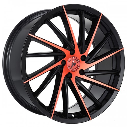 22" IMPACT RACING WHEELS 608 GLOSS BLACK WITH RED MACHINED FACE RIMS